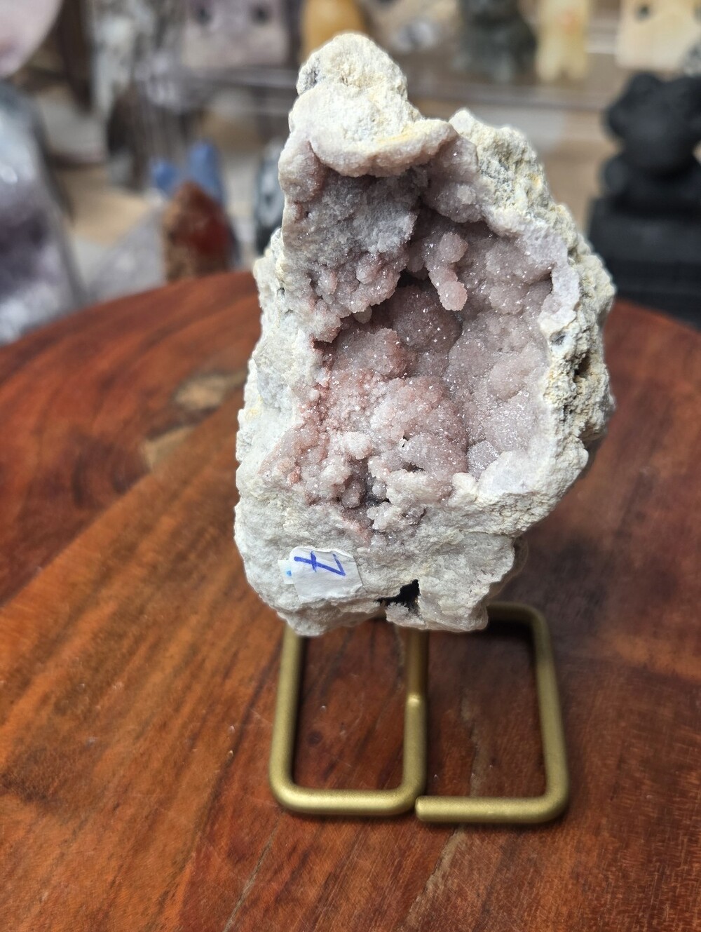 Pink Amethyst Freeform On GoldStand 3 In (Emotional Healing)